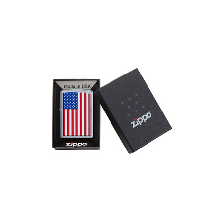 ZIPPO Street Chrome with American Flag Design Windproof Pocket Lighter 29722-000003